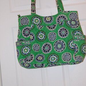 Vera Bradley Green/Blue/White Pattern Tole Like Bag Good Preowned Condition